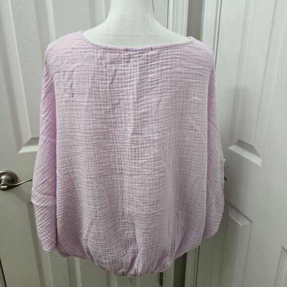 Stark X Bubble Blouse Womens Large Lilac Purple Gauzy Dolman Sleeve Festival - Picture 2 of 12